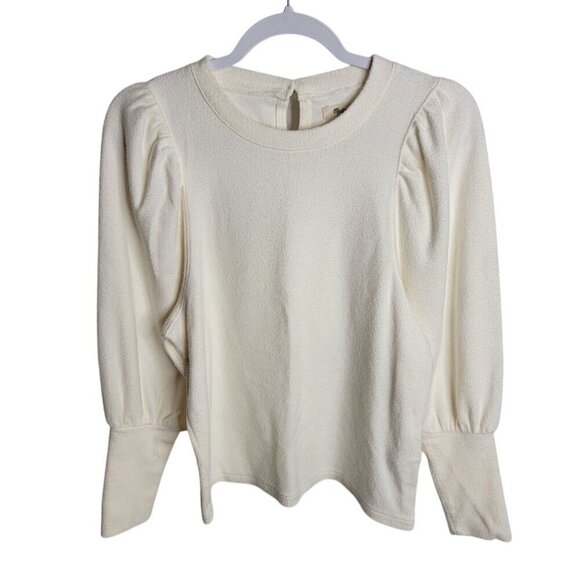 Madewell Brushed Puff Sleeve Top Ivory Small NG574 Classic Quiet Luxury Staple - Picture 2 of 8